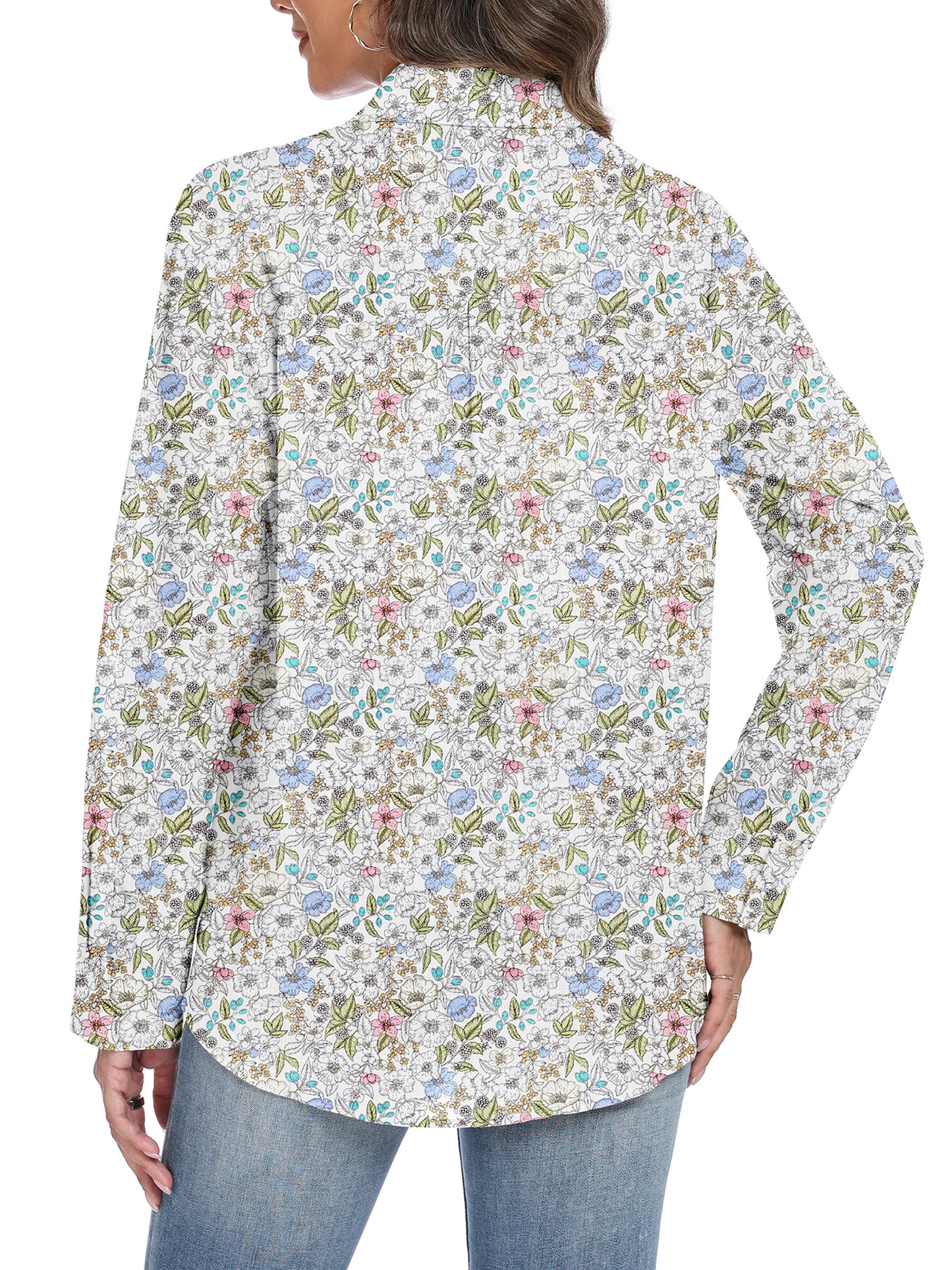 VDJ Womens Long Sleeve Button Down Shirts Floral Printed Fashion Tops Fall Winter Holiday Blouses Outfits