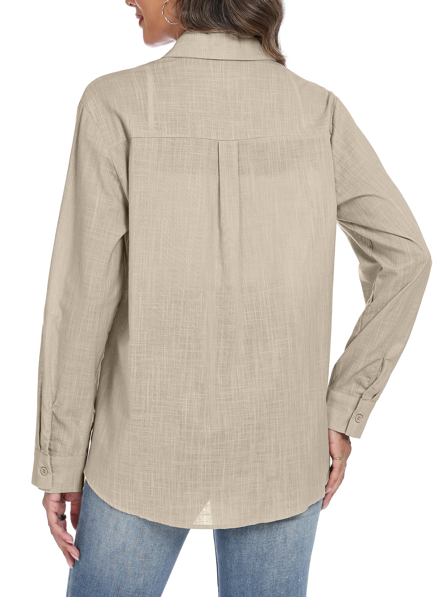 VDJ Womens Button Down Shirts Long Sleeve Casual Collared Business Blouse Lightweight Casual Work Tops