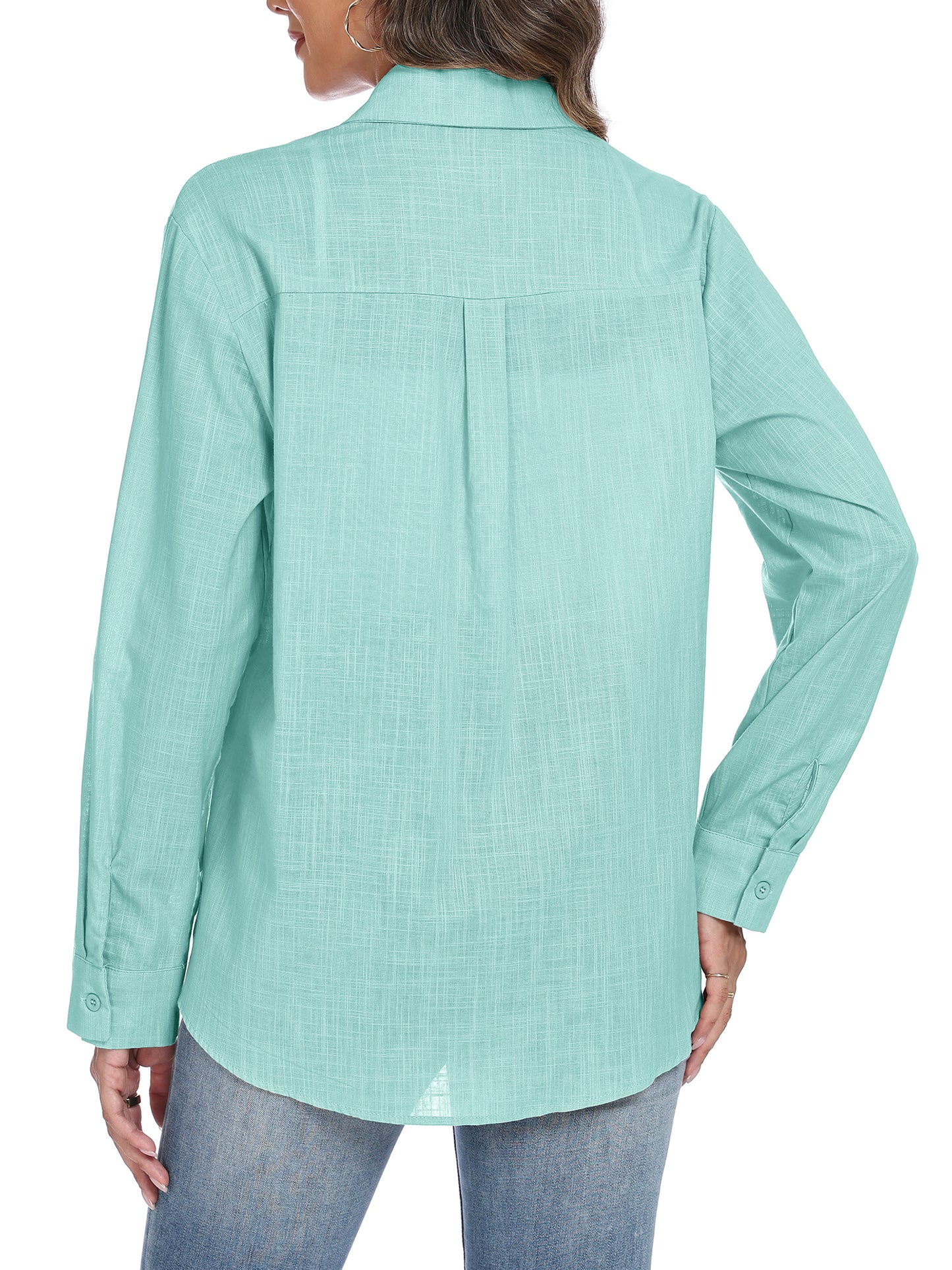 VDJ Womens Button Down Shirts Long Sleeve Casual Collared Business Blouse Lightweight Casual Work Tops
