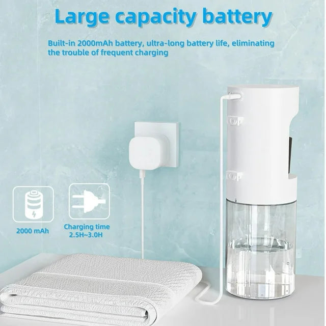 YUOFD Automatic Mouthwash Dispenser, 600ML Mouthwash Dispenser with 2 Magnetic Cups, USB Charging, White
