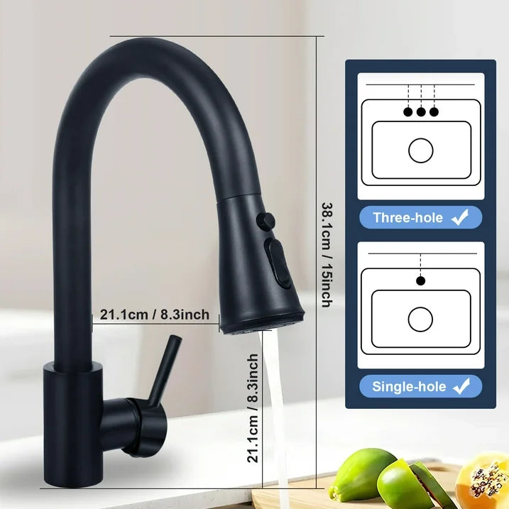 Arevtovis Kitchen Faucet with Pull Down Sprayer, Kitchen Sink Faucet with Hot And Cold Water, Two Water Flow Modes and Pause Button