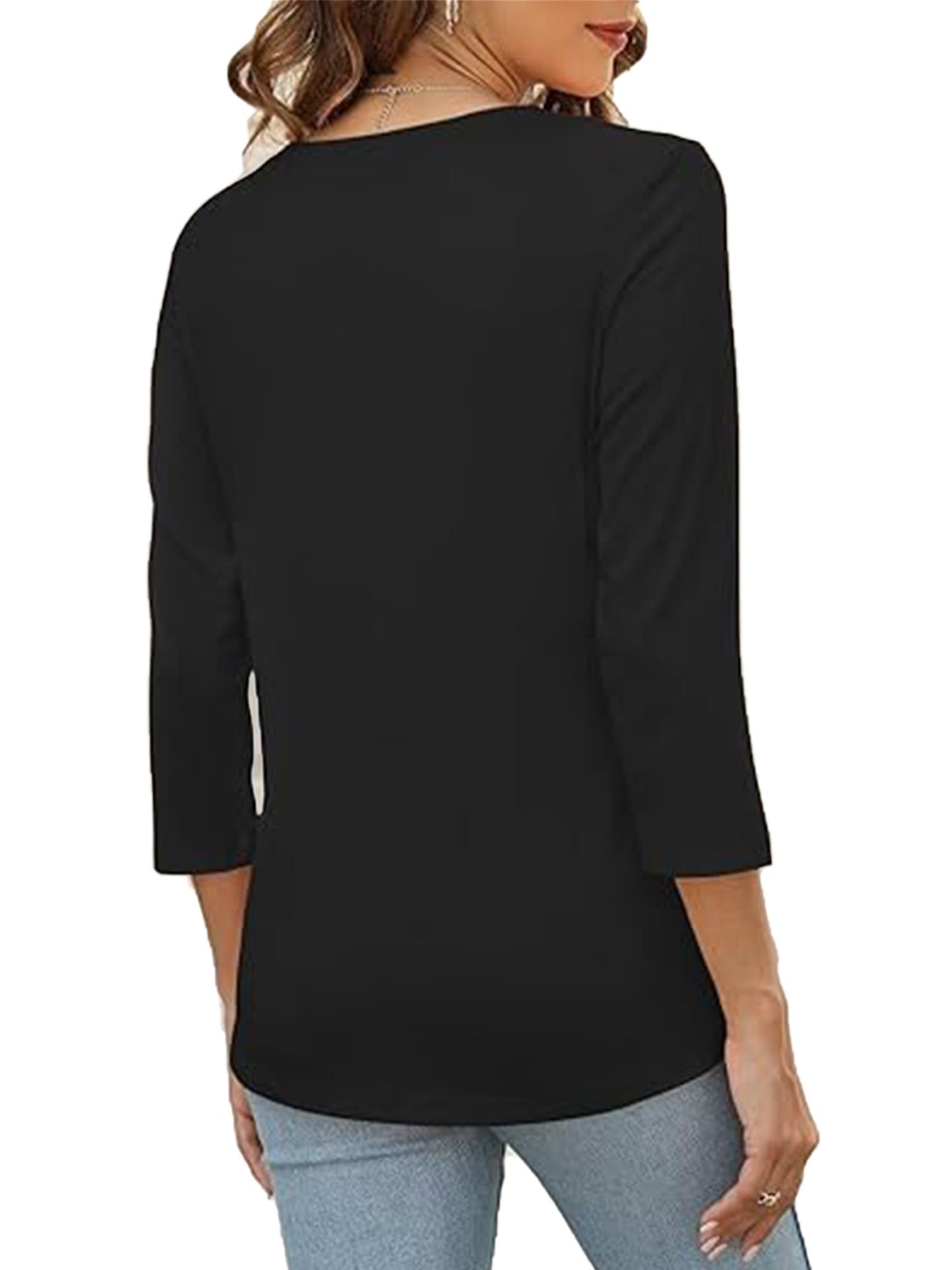 VDJ Tops for Women Button T Shirts Solid Color Casual Loose Tops for Women Black Shirts Lightweight Blouse