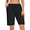 VDJ Womens Bermuda Shorts Elastic Wasit Drawstring Casual Loose Comfy Black Summer Shorts with Pockets
