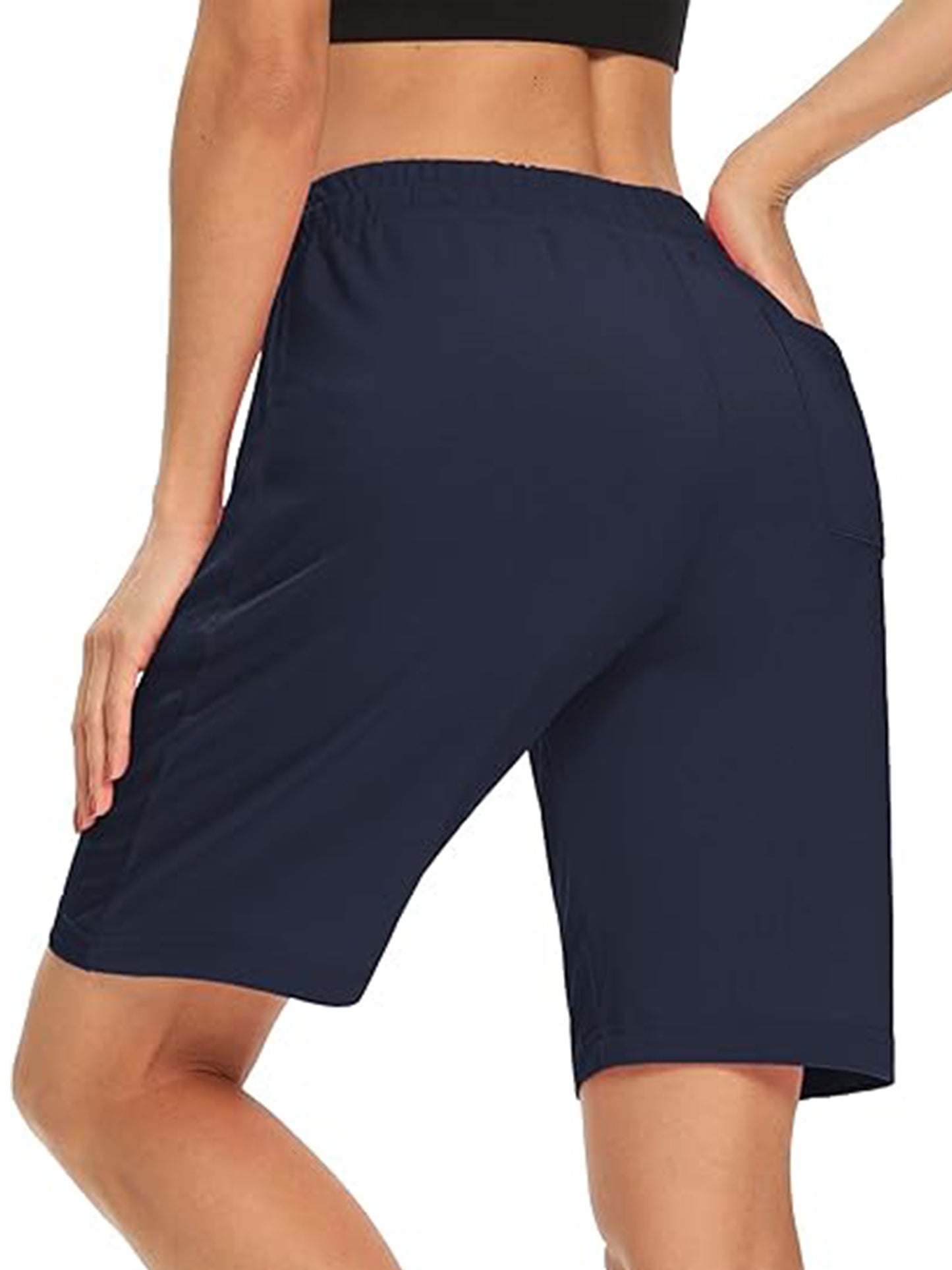 VDJ Sweat Shorts with Pockets for Women 9" Athletic Sports Bermuda French Terry Knee Lounge Shorts