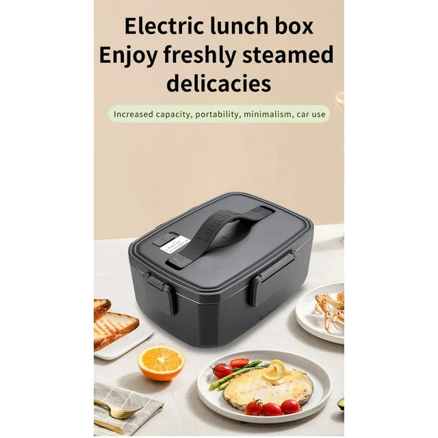 YUOFD Electric Lunch Box Food Heater, Portable Food Warmer, Hot Lunch Warmer Heated Lunch Box for Adults, 90W 2L 12V-24V 110V Stainless Steel Container Portable Food Heater (Dark Green)