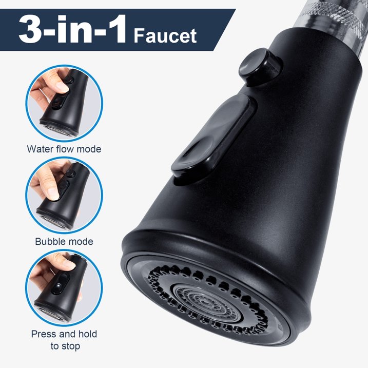 Arevtovis Kitchen Faucet with Pull Down Sprayer, Kitchen Sink Faucet with Hot And Cold Water, Two Water Flow Modes and Pause Button
