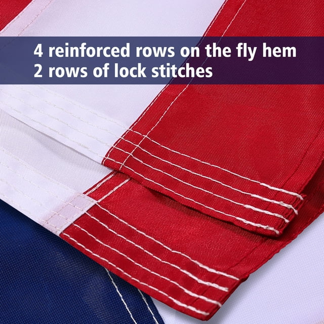 American Flags 3x5 Strongest Longest Lasting Embroidered Stars Heavy Duty Durable Polyester US Flags for Outdoors Vivid Color, Sewn Stripes, Brass Grommets