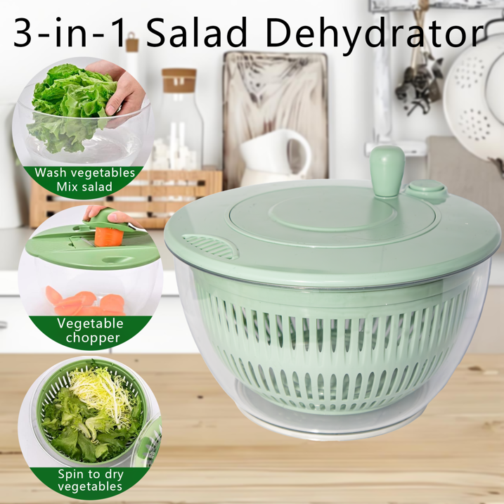 YUOFD Salad Spinner, 3 in 1 Salad Bowl , Salad Chopper with 4 Stainless Steel Blades, 3500 ML Large Capacity Salad Container