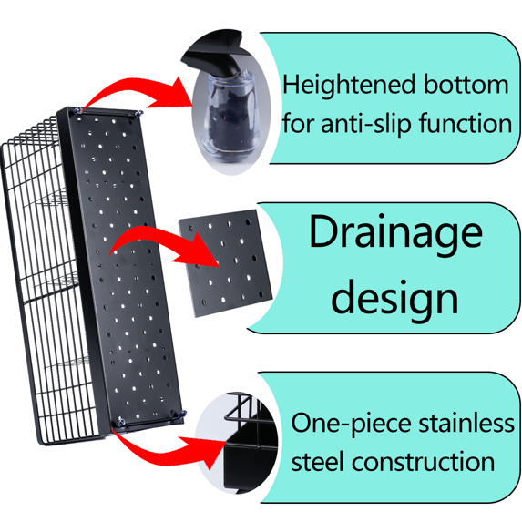 YUOFD Stainless Steel Kitchen Utensil Holder with 4 Compartments, Countertop Cutlery and Cooking Tools Organizer Rack