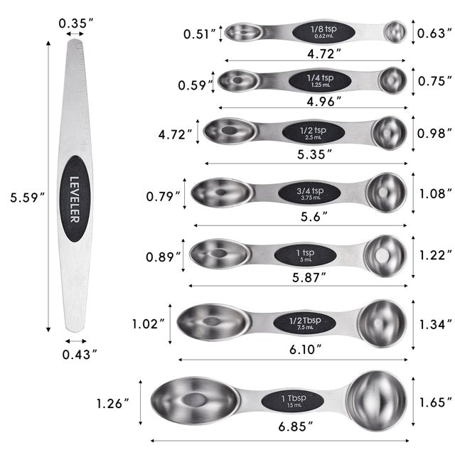 YUOFD Magnetic Measuring Spoons Set, 8CPS Stainless Steel Measuring Spoons for Baking, Multicolor