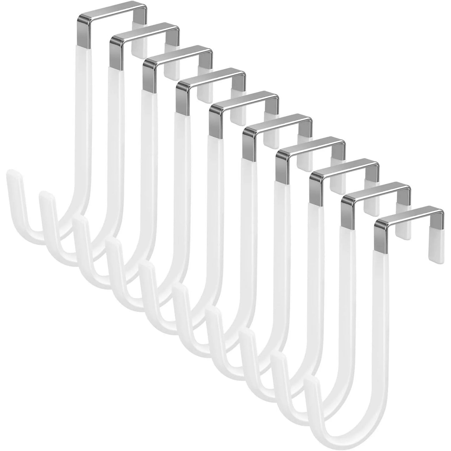 YUOFD 10 Pack Over the Door Hooks, Heavy Duty Door Hook and Soft Rubber Surface, Maximum Load Capacity 20 lbs, White