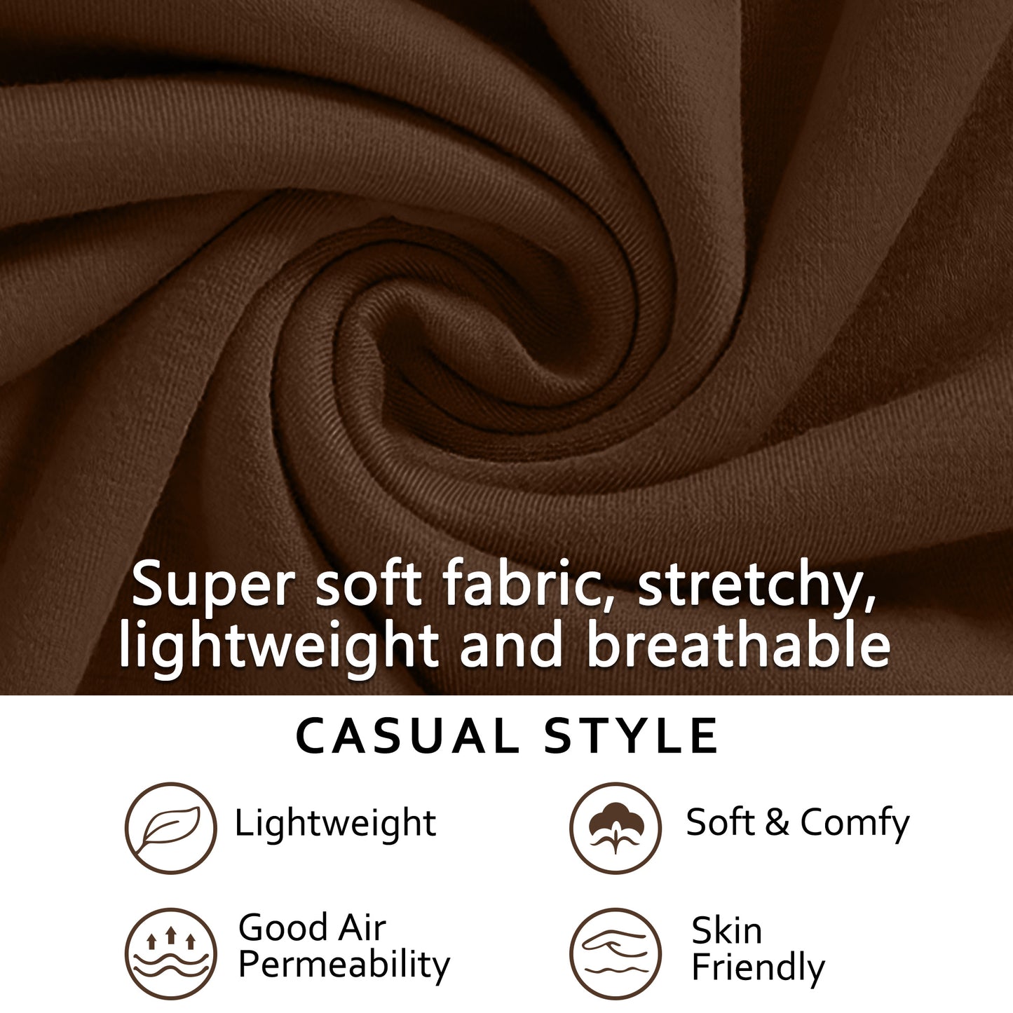 VDJ Blouses for Women Dressy Casual Summer 3/4 Sleeve Solid T Shirts Trendy Button Tunics Brown Going Out Tops