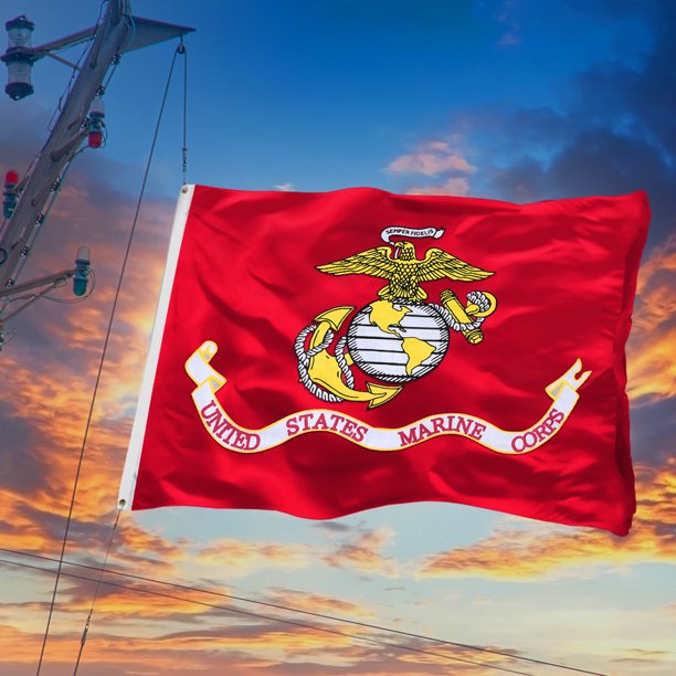 US Marine Corps USMC Flag 3x5 FT Outdoor Double Sided, 3 Ply Heavy Duty Army Flag for Outside with 2 Brass Grommets