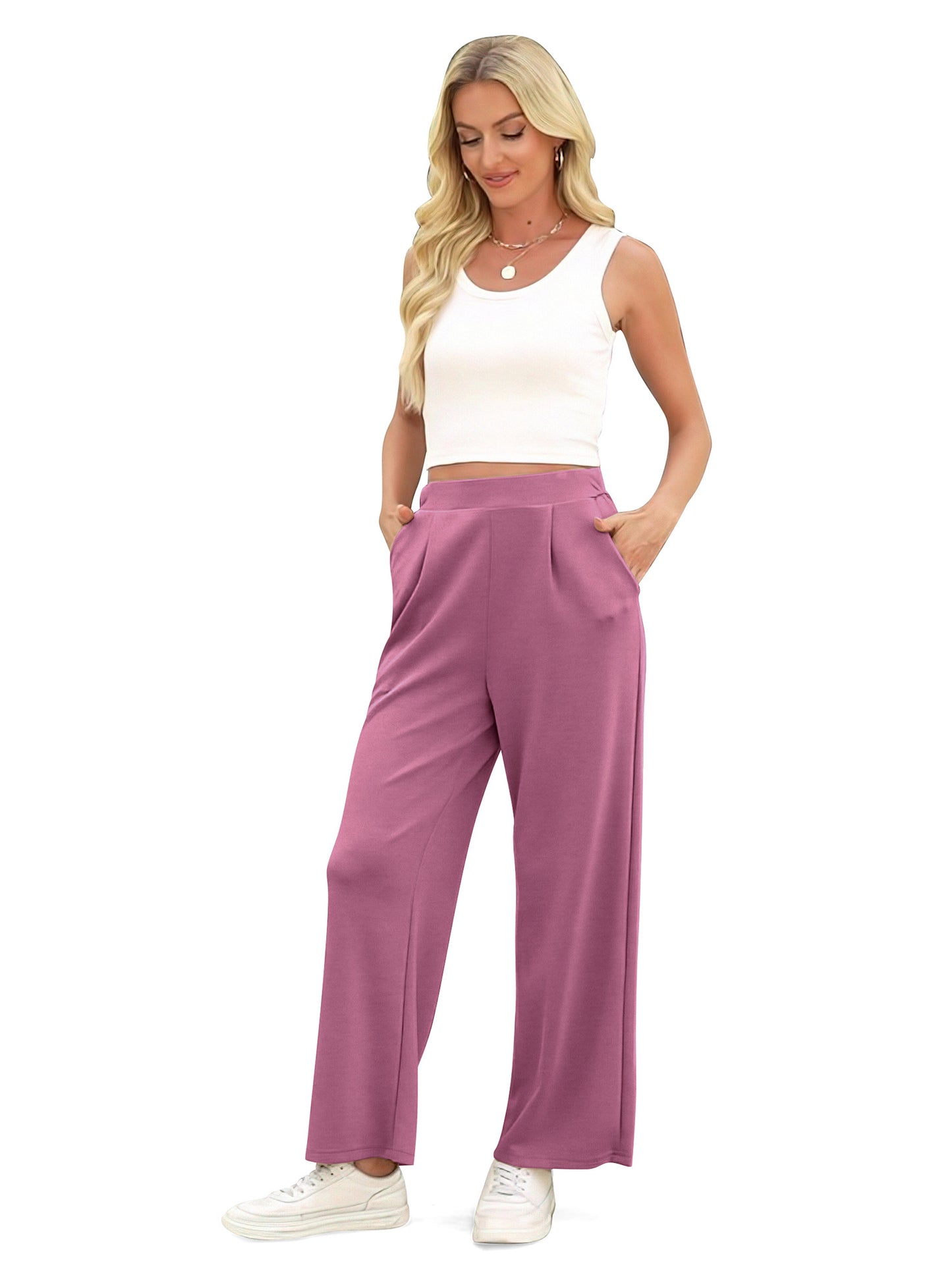 VDJ Sweatpants for Women Casual Fit Flowy Yoga Pants High Waisted Workout Joggers Comfy Long Trousers with Pockets