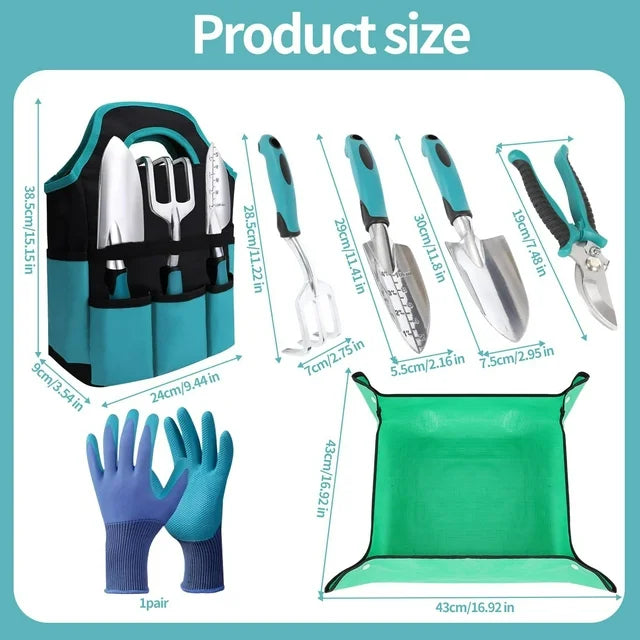 YUOFD Garden Tools Set, Heavy Duty Gardening Hand Tools Kit, 7PCS Garden Tool with Bag and Gloves