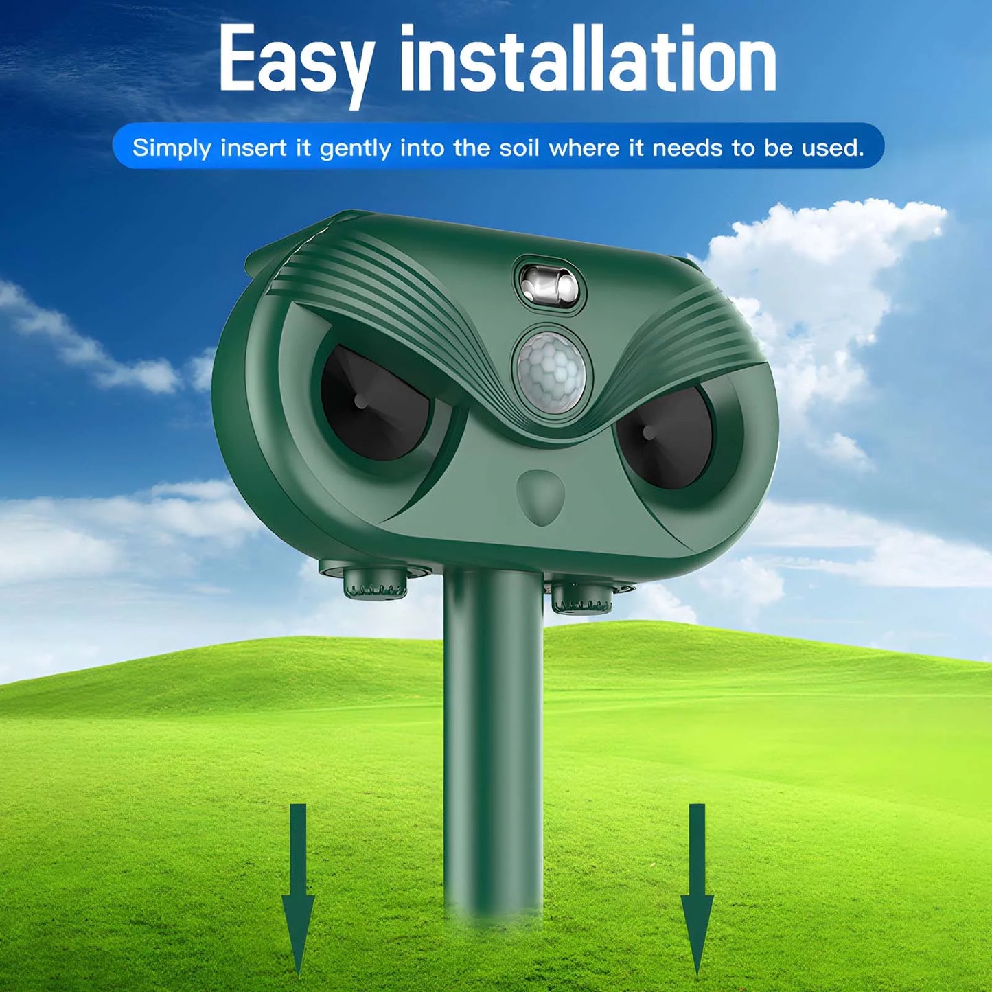 Arevtovis 2 Pack Animal Repeller, Ultrasonic, LED Light, Laser 3 in 1 Outdoor Solar Animal Repeller, 110° and 40FT Ultra-wide Range, Suitable for More Than 30+ Animals