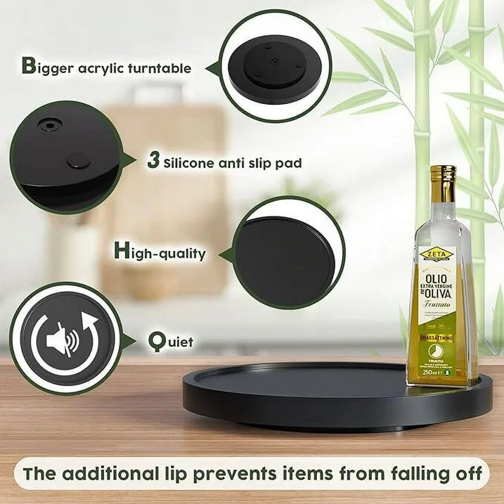 YUOFD Perfume Tray, Rotatable Vanity Tray, 10" Diameter, Black