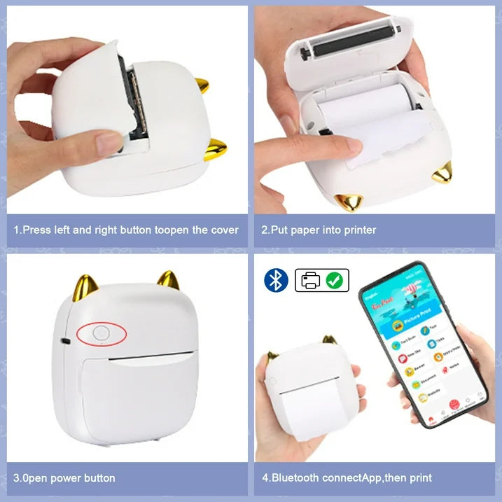 Arevtovis Mini Printer, Pocket Bluetooth Thermal Printer Compatible with iOS + Android, Comes with Three Types of Printing Paper