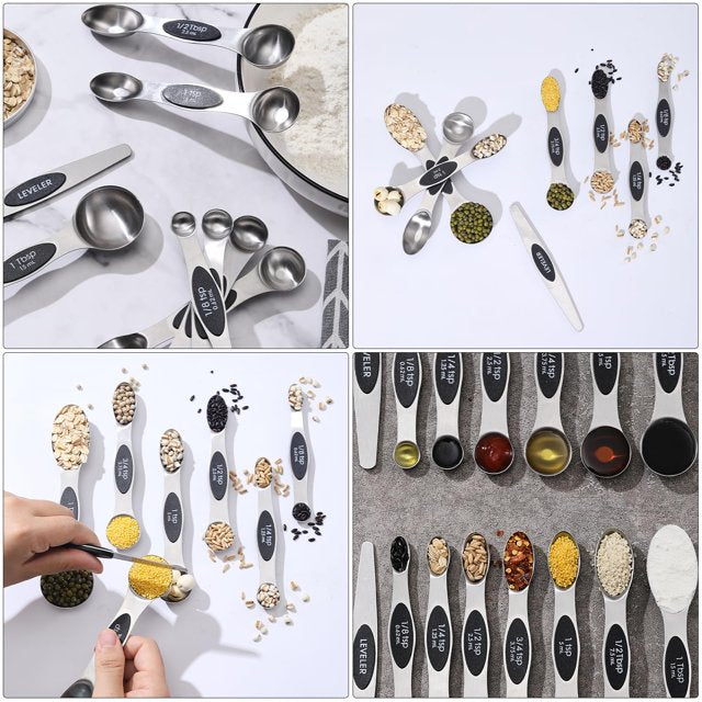 YUOFD Magnetic Measuring Spoons Set, 8CPS Stainless Steel Measuring Spoons for Baking, Multicolor