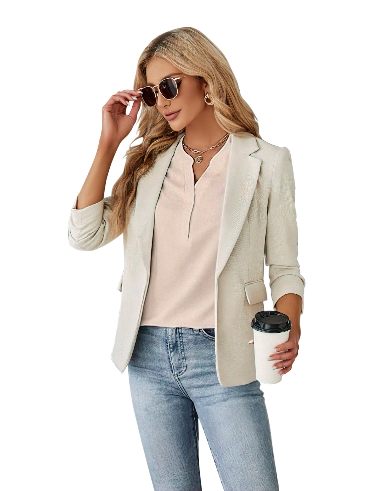 VDJ Womens Summer Tops Button V Neck Cap Sleeve Summer Casual Fit Dressy Blouses Beige Tee shirts for Women Elegant