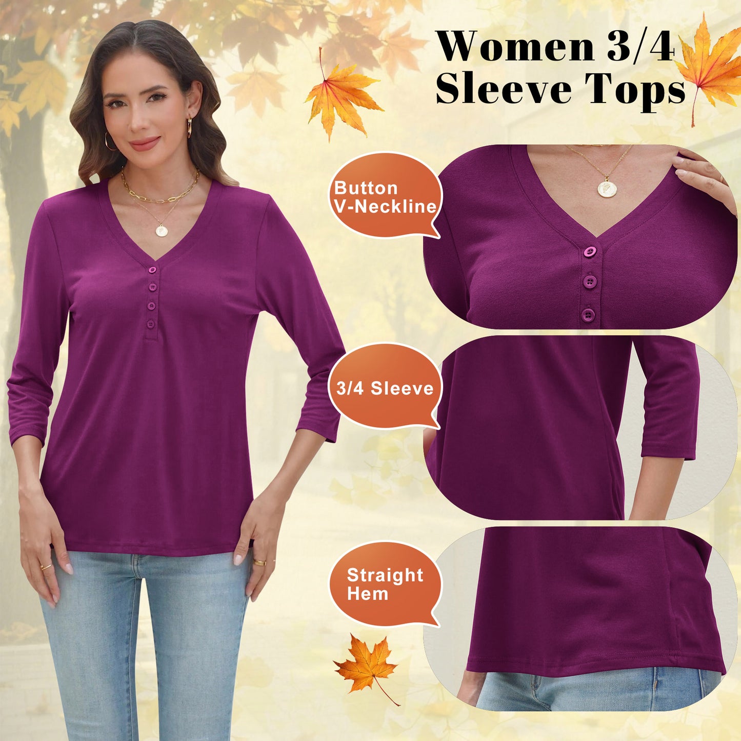 VDJ Women Fall Shirts Lightweight Dressy Casual Tshirts Dark Blue Solid Button Down Blouse Tunic Tops