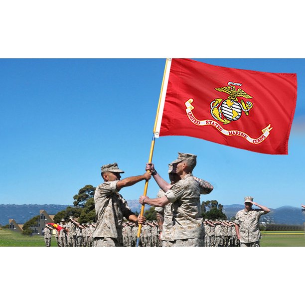US Marine Corps USMC Flag 3x5 FT Outdoor Double Sided, 3 Ply Heavy Duty Army Flag for Outside with 2 Brass Grommets