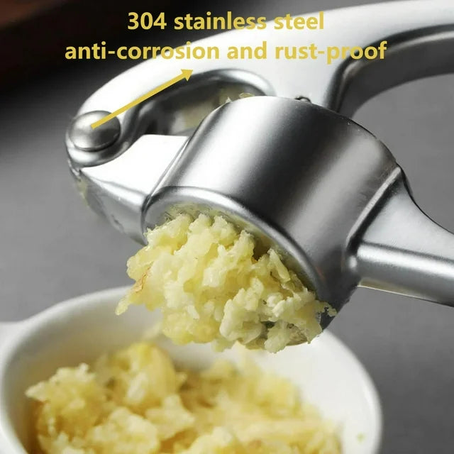 YUOFD Garlic Press, Stainless Steel Garlic Crusher with Extended Handle for Kitchen
