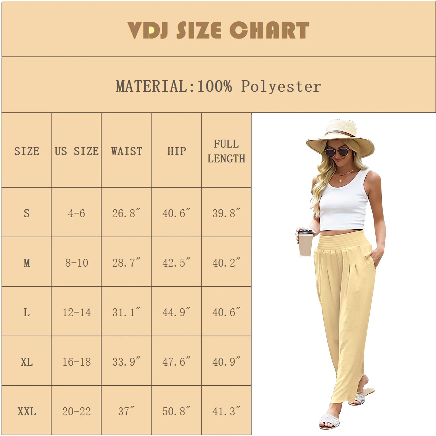 VDJ Women's Casual Wide Leg Pants Summer Boho High Waisted Beach Palazzo Trousers Flowy Lounge Pant
