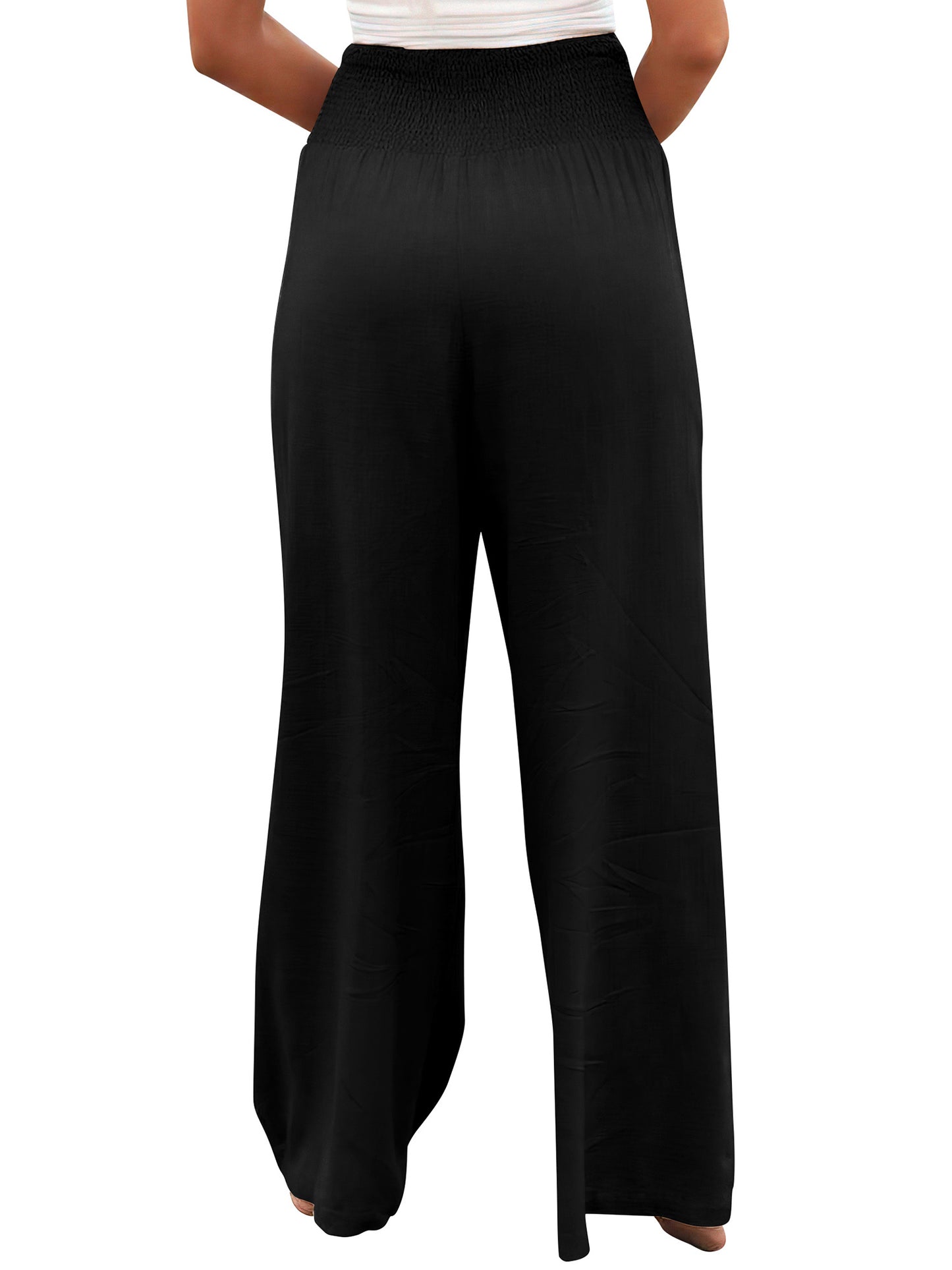 VDJ Wide Legged Pants for Women Loose Fit Casual Comfy Lounge High Waist Trousers Flowy Palazzo Black Pants