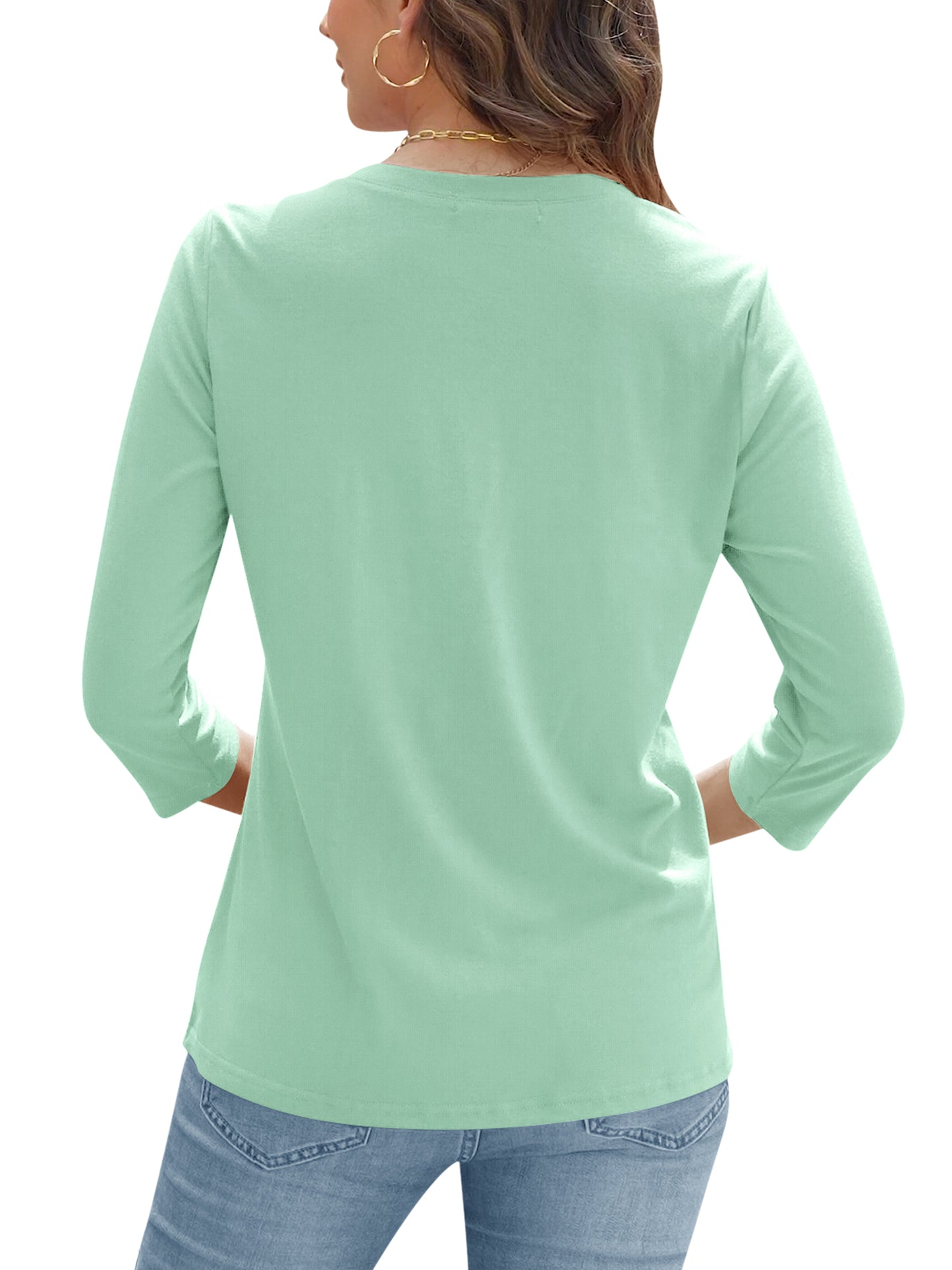 VDJ Tops for Women Button V Neck Stylish Summer Tops Leisure Baggy Lightweight Peach Pink Holiday Cute Tshirts