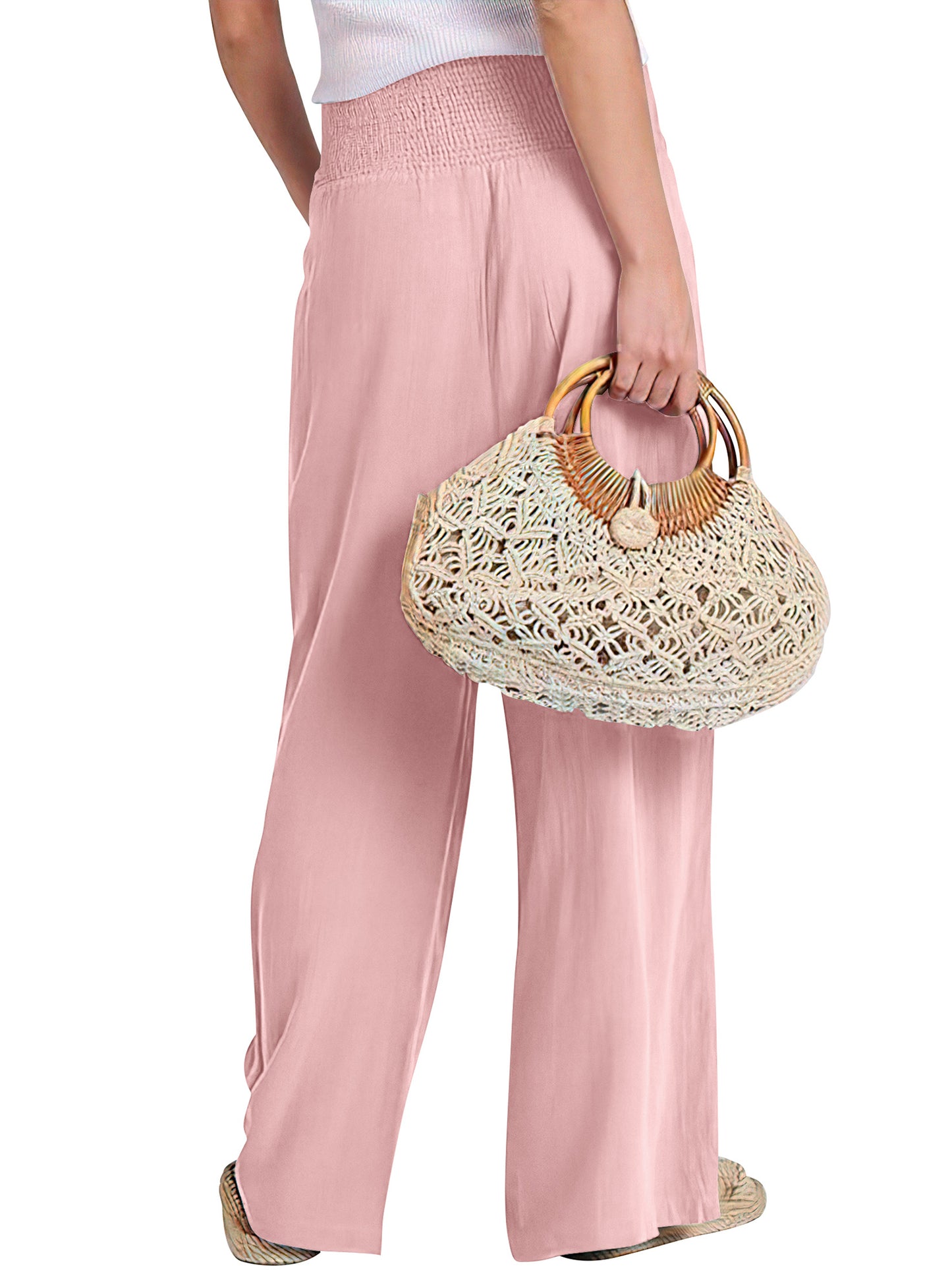 VDJ Pants for Women Wide Leg Summer High Waist Casual Lounge Pant 2025 Trendy Beach Travel Cute Pink Trousers