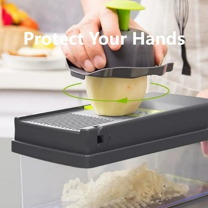YUOFD Vegetable Chopper, 16-in-1 Food Chopper with 8 Stainless steel Blades for Kitchen