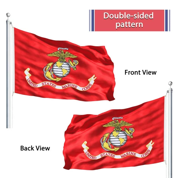 US Marine Corps USMC Flag 3x5 FT Outdoor Double Sided, 3 Ply Heavy Duty Army Flag for Outside with 2 Brass Grommets