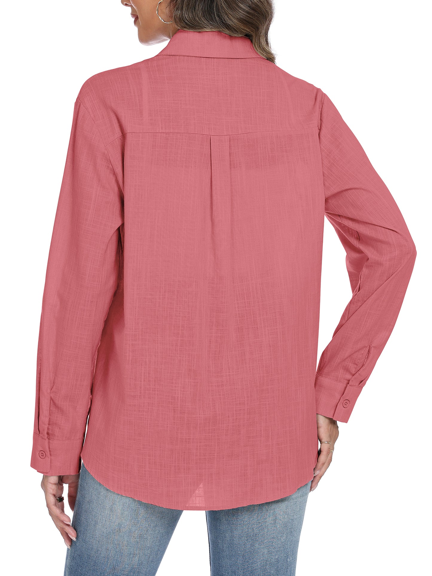 VDJ Womens Button Down Shirts Long Sleeve Casual Collared Business Blouse Lightweight Casual Work Tops