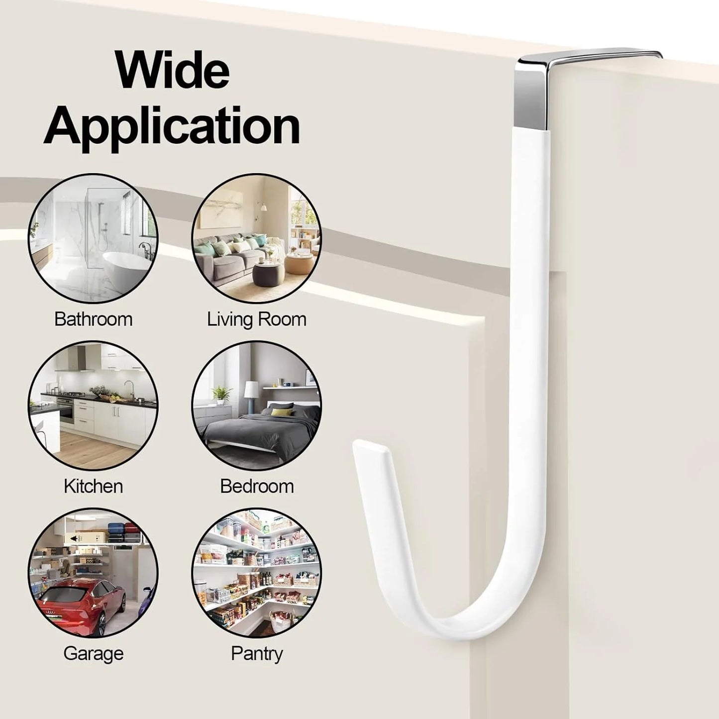 YUOFD 10 Pack Over the Door Hooks, Heavy Duty Door Hook and Soft Rubber Surface, Maximum Load Capacity 20 lbs, White