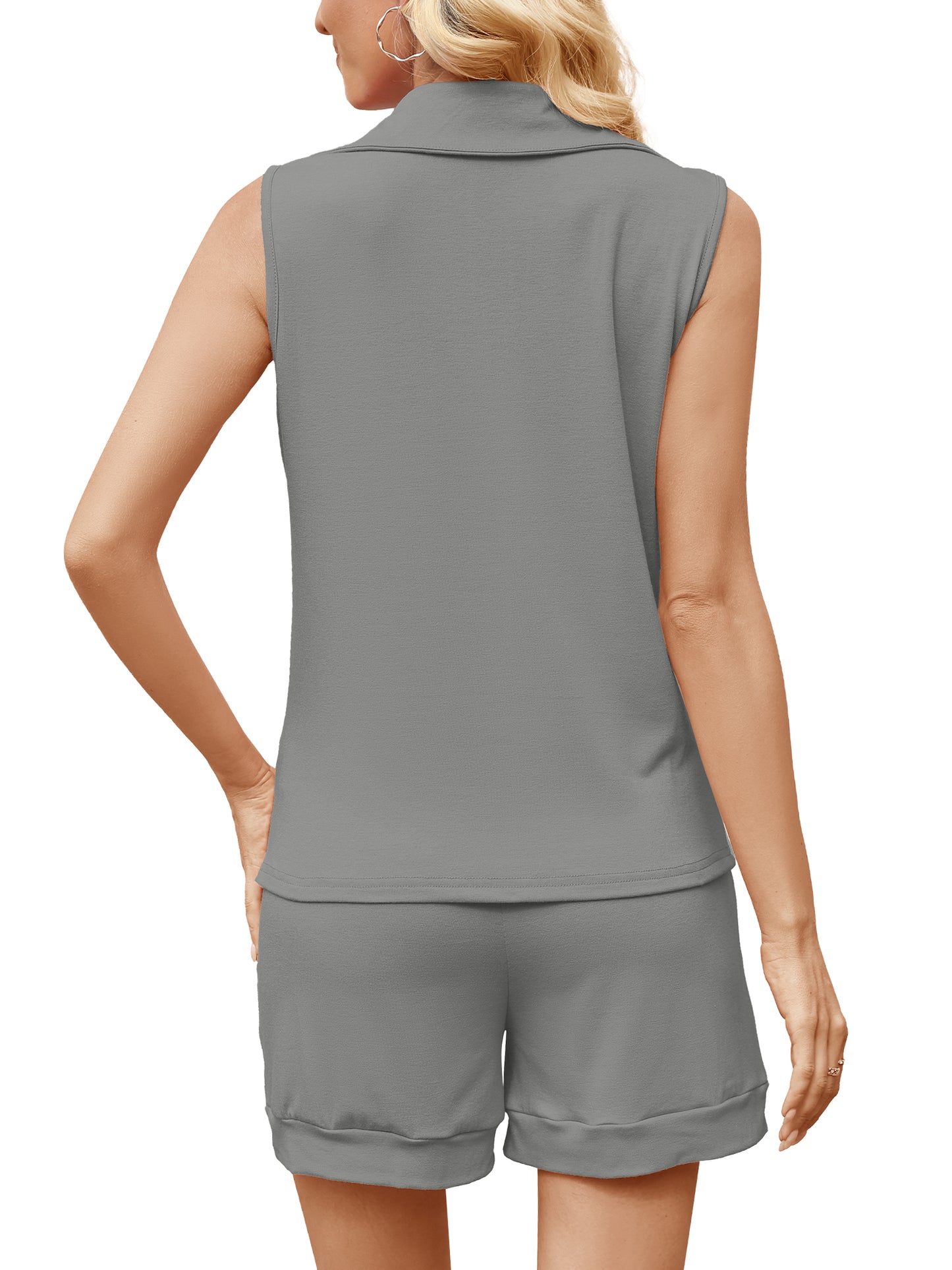 VDJ Outfits for Women 2 Piece Summer Tank Top Pockets Shorts Matching Sweatsuit Sets Travel Outfits Casual Lounge Sets