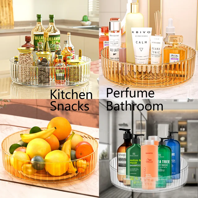 YUOFD Lazy Susan Turntable, 360 Transparent Rotating Seasoning Organizer for Kitchen