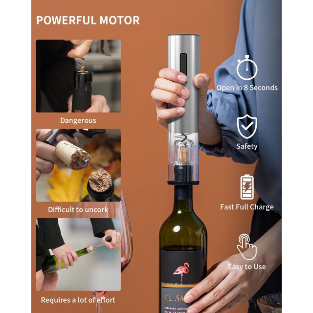 YUOFD Wine Opener, Electric Wine Opener Set, 4 in 1 Wine Bottle Opener Set for Wine Lovers
