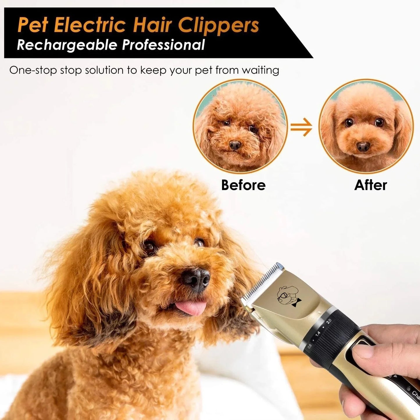 Lugackme Dog Clippers for Grooming Low Noise Rechargeable Dog Grooming Clippers Cordless Dog Shaver Dog Grooming Kit with 4 Combs