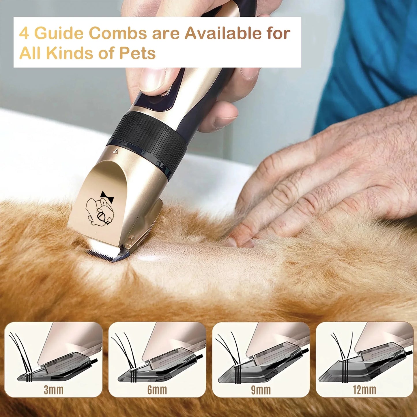 Lugackme Dog Clippers for Grooming Low Noise Rechargeable Dog Grooming Clippers Cordless Dog Shaver Dog Grooming Kit with 4 Combs