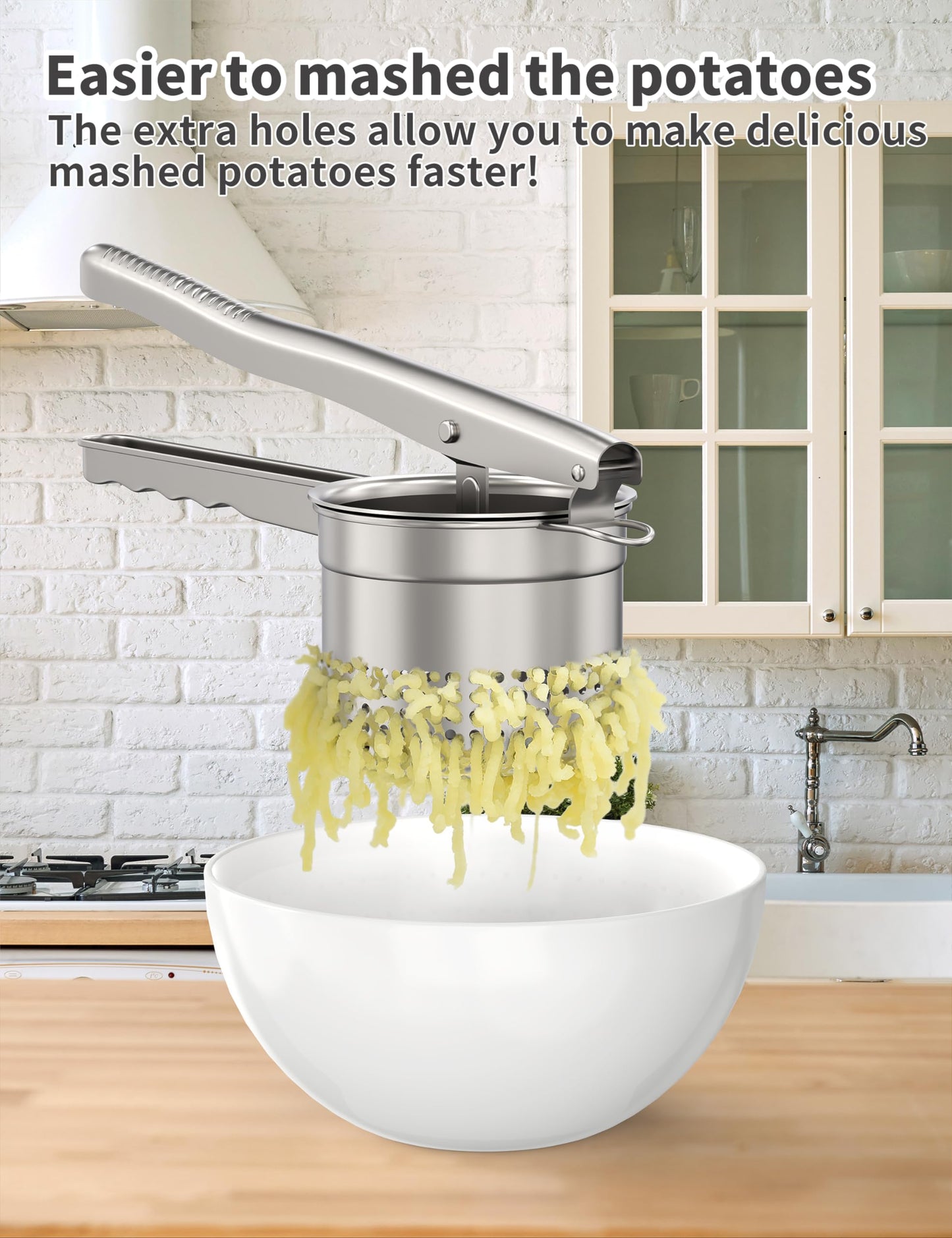 DADUMK Potato Ricer, Crush Fruit and Gnocchi Easily, 3 Interchangeable Discs, 15oz Capacity