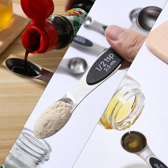 YUOFD Magnetic Measuring Spoons Set, 8CPS Stainless Steel Measuring Spoons for Baking, Multicolor