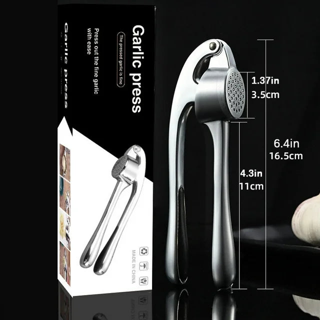 YUOFD Garlic Press, Stainless Steel Garlic Crusher with Extended Handle for Kitchen