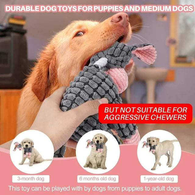 Lugackme 3-Pack Plush Dog Toys, Squeaky Dog Toys, Teething Toys for Small Dogs