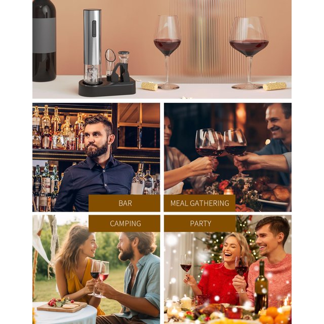 YUOFD Wine Opener, Electric Wine Opener Set, 4 in 1 Wine Bottle Opener Set for Wine Lovers