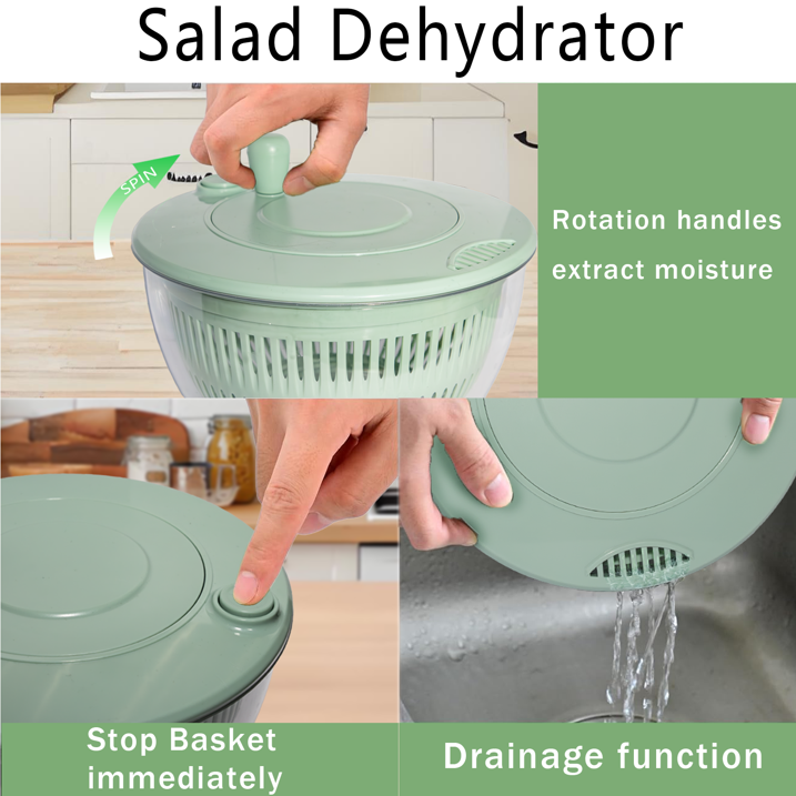 YUOFD Salad Spinner, 3 in 1 Salad Bowl , Salad Chopper with 4 Stainless Steel Blades, 3500 ML Large Capacity Salad Container