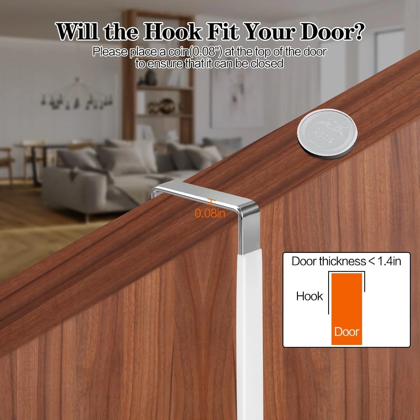 YUOFD 10 Pack Over the Door Hooks, Heavy Duty Door Hook and Soft Rubber Surface, Maximum Load Capacity 20 lbs, White