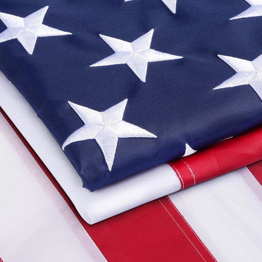 American Flags 3x5 Strongest Longest Lasting Embroidered Stars Heavy Duty Durable Polyester US Flags for Outdoors Vivid Color, Sewn Stripes, Brass Grommets