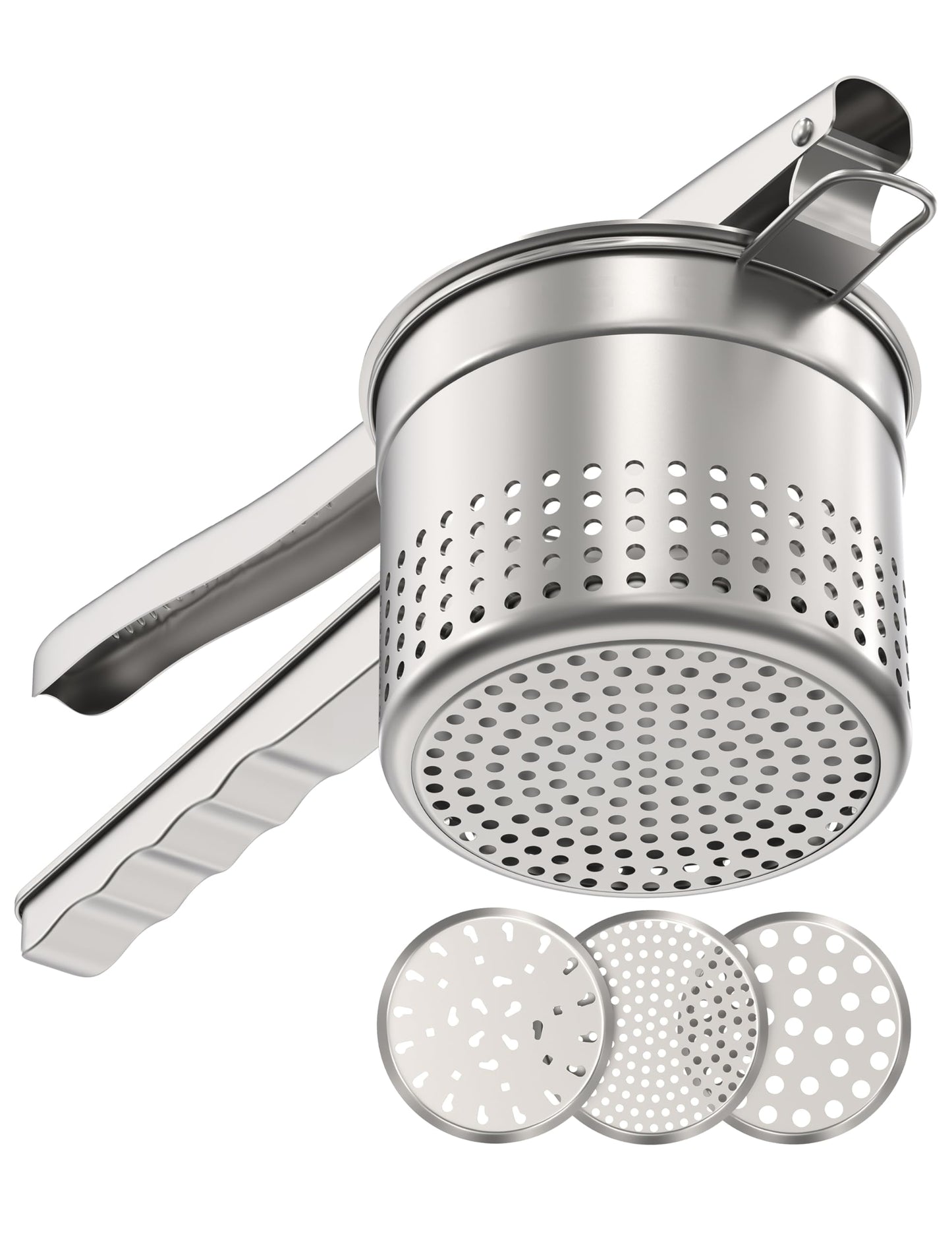 DADUMK Potato Ricer, Crush Fruit and Gnocchi Easily, 3 Interchangeable Discs, 15oz Capacity