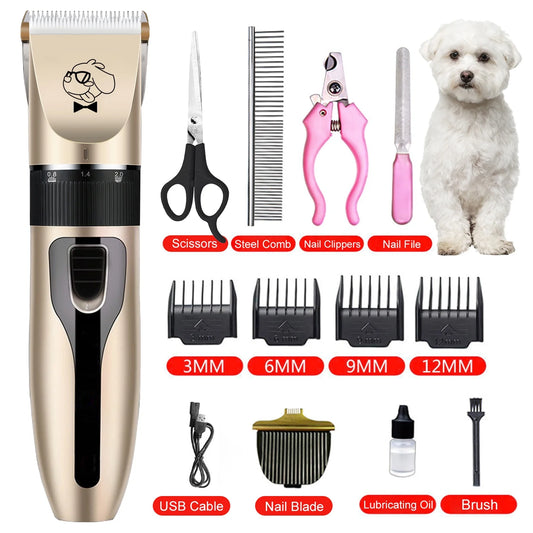 Lugackme Dog Clippers for Grooming Low Noise Rechargeable Dog Grooming Clippers Cordless Dog Shaver Dog Grooming Kit with 4 Combs